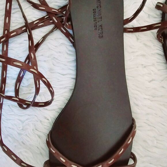 KORS Michael Kors Brown Leather Lace up Sandals NEW - Picture 2 of 5
